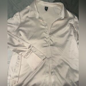 Wild Fable Cute Satin Shirt in Light Cream